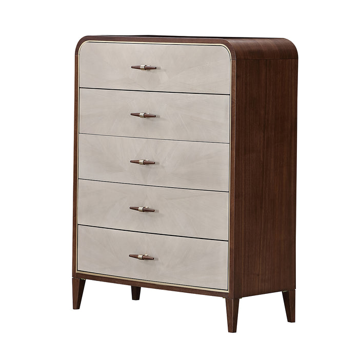 AICO Furniture - Houston 5-Drawer Chest - Walnut - 9095070SA-416 - GreatFurnitureDeal