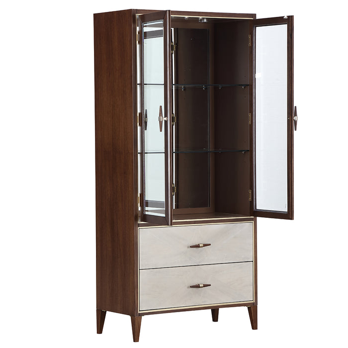 AICO Furniture - Houston Display Cabinet - Walnut - 9095209-416 - GreatFurnitureDeal