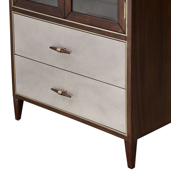 AICO Furniture - Houston Display Cabinet - Walnut - 9095209-416 - GreatFurnitureDeal