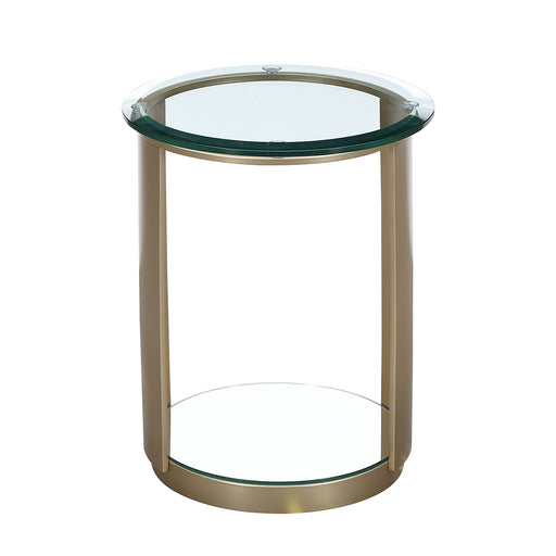 AICO Furniture - Houston Round Chairside Table - Brushed Gold - 9095222-816 - GreatFurnitureDeal