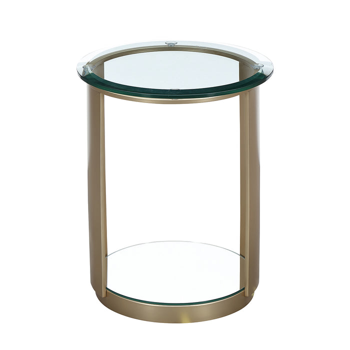 AICO Furniture - Houston Round Chairside Table - Brushed Gold - 9095222-816 - GreatFurnitureDeal