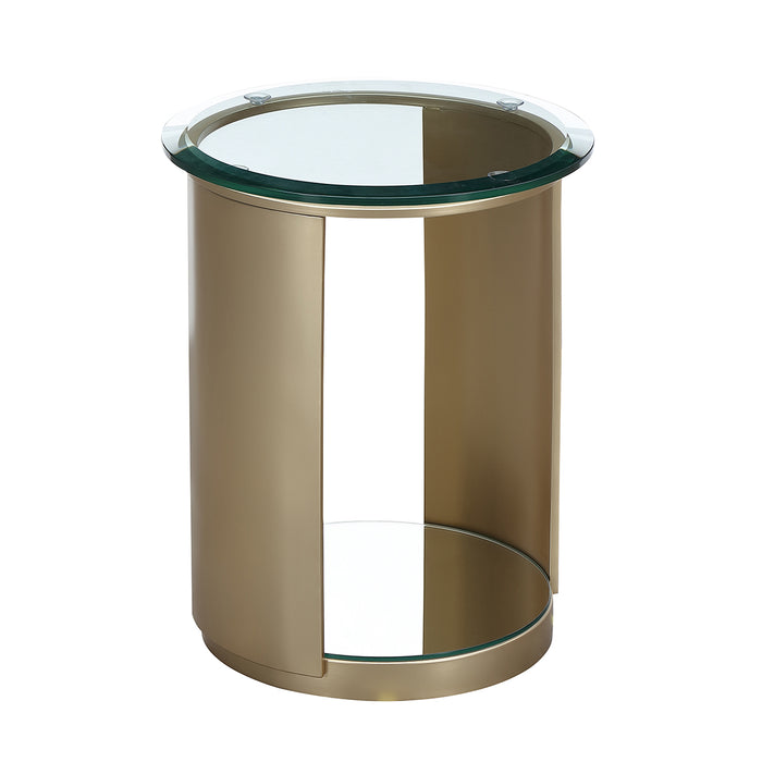 AICO Furniture - Houston Round Chairside Table - Brushed Gold - 9095222-816 - GreatFurnitureDeal