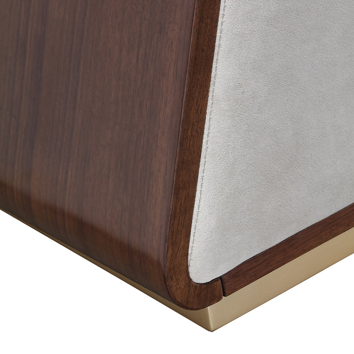 AICO Furniture - Houston 7 Piece King Channel Tufted Panel Bedroom Set in Porcini/Walnut - 9095000EK3-416-7SET