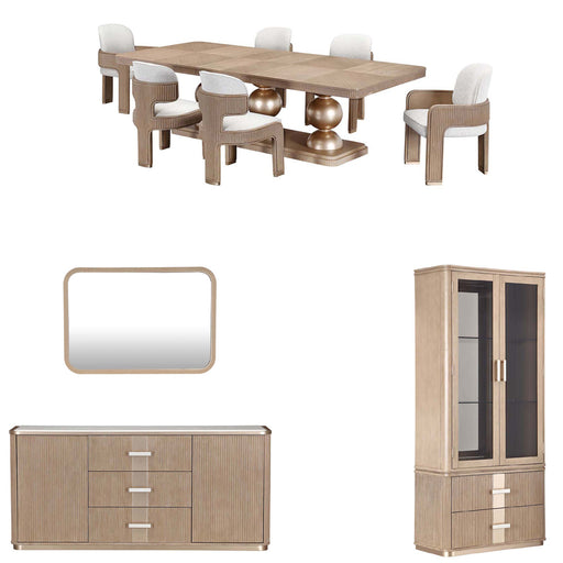 AICO Furniture - West Kensington 10 Piece Rectangular Dining Room Set in Sea Salt Caramel - 9096002-209-147-10SET - GreatFurnitureDeal