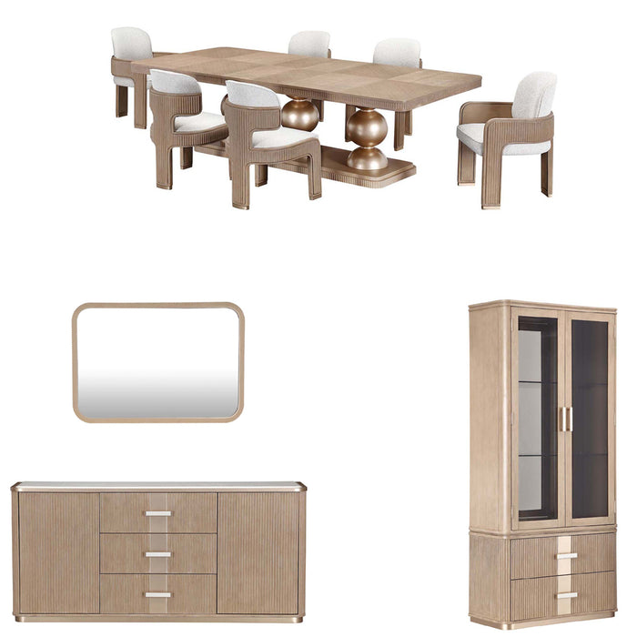 AICO Furniture - West Kensington 10 Piece Rectangular Dining Room Set in Sea Salt Caramel - 9096002-209-147-10SET - GreatFurnitureDeal