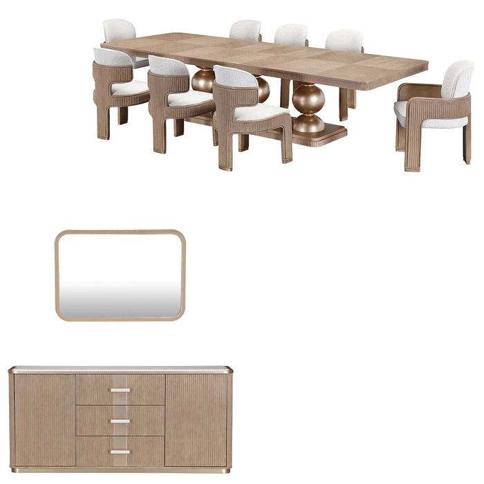 AICO Furniture - West Kensington 11 Piece Rectangular Dining Room Set in Sea Salt Caramel - 9096002-07SA-147-11SET - GreatFurnitureDeal