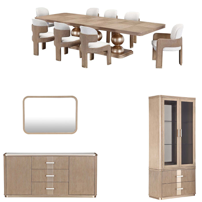 AICO Furniture - West Kensington 12 Piece Rectangular Dining Room Set in Sea Salt Caramel - 9096002-147-12SET - GreatFurnitureDeal