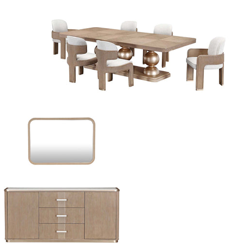 AICO Furniture - West Kensington 9 Piece Rectangular Dining Room Set in Sea Salt Caramel - 9096002-07SA-147-9SET - GreatFurnitureDeal