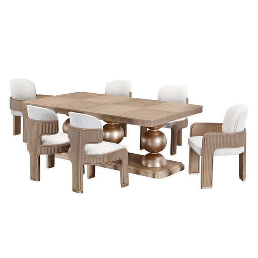 AICO Furniture - West Kensington 9 Piece Rectangular Dining Room Set in Sea Salt Caramel - 9096002-147-9SET - GreatFurnitureDeal