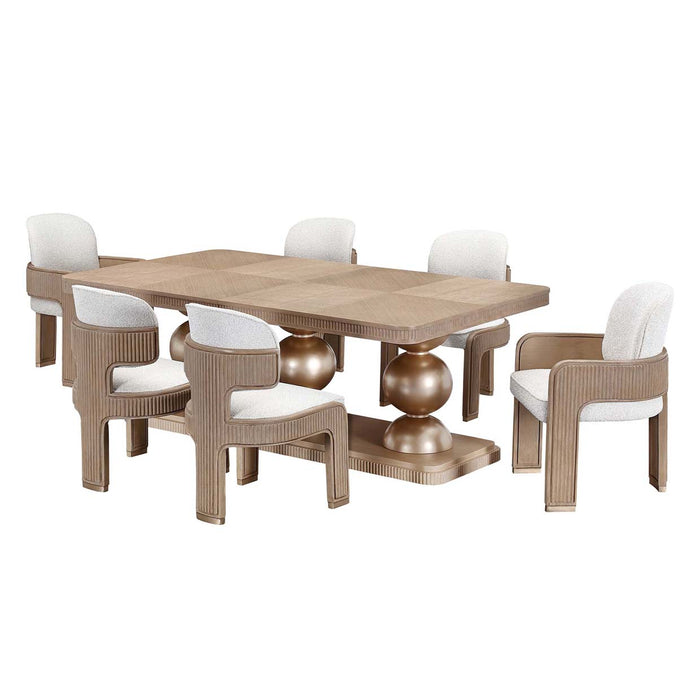 AICO Furniture - West Kensington 9 Piece Rectangular Dining Room Set in Sea Salt Caramel - 9096002-147-9SET - GreatFurnitureDeal