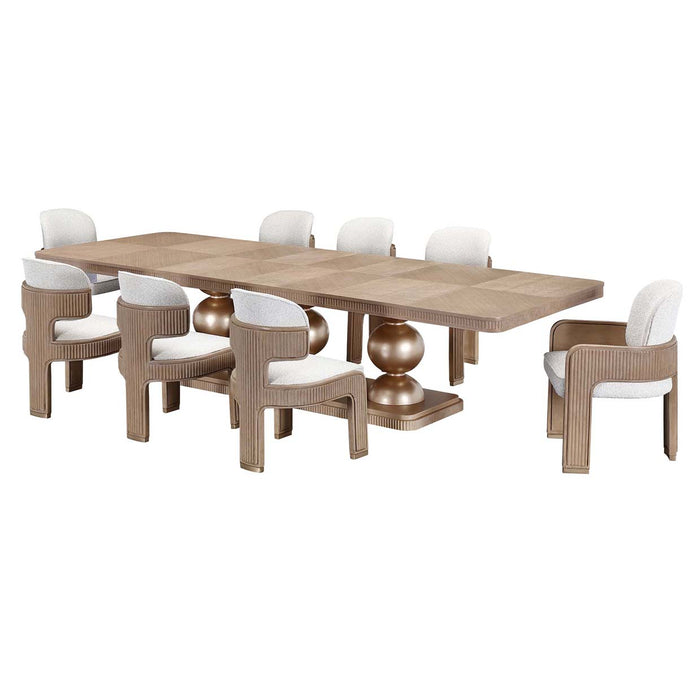 AICO Furniture - West Kensington 9 Piece Rectangular Dining Room Set in Sea Salt Caramel - 9096002-147-9SET - GreatFurnitureDeal