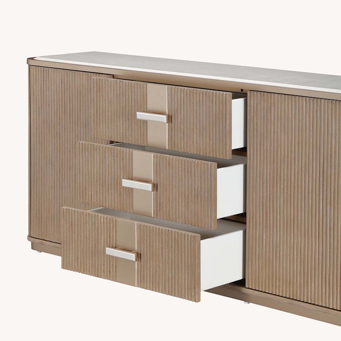 AICO Furniture - West Kensington Sideboard and Wall Mirror in Sea Salt Caramel - 9096007SA-260-147 - GreatFurnitureDeal