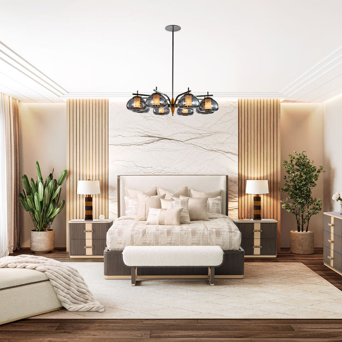AICO Furniture - West Kensington King Bed in Medium Espresso - 9096014CK3-417 - GreatFurnitureDeal