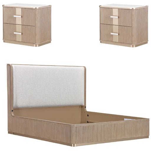 AICO Furniture - West Kensington 3 Piece California King Bedroom Set in Sea Salt Caramel - 9096014CK3-042-147-3SET - GreatFurnitureDeal