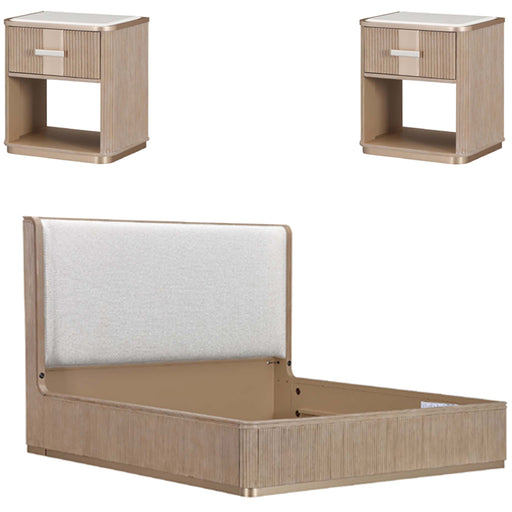 AICO Furniture - West Kensington 3 Piece King Bedroom Set in Sea Salt Caramel - 9096014EK3-040-147-3SET - GreatFurnitureDeal