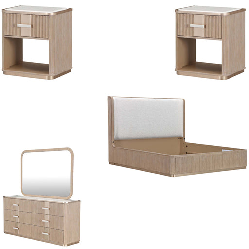 AICO Furniture - West Kensington 5 Piece Queen Bedroom Set in Sea Salt Caramel - 9096012QN3-040-147-5SET - GreatFurnitureDeal
