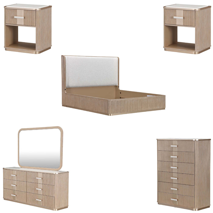 AICO Furniture - West Kensington 6 Piece King Bedroom Set in Sea Salt Caramel - 9096014EK3-040-147-6SET - GreatFurnitureDeal
