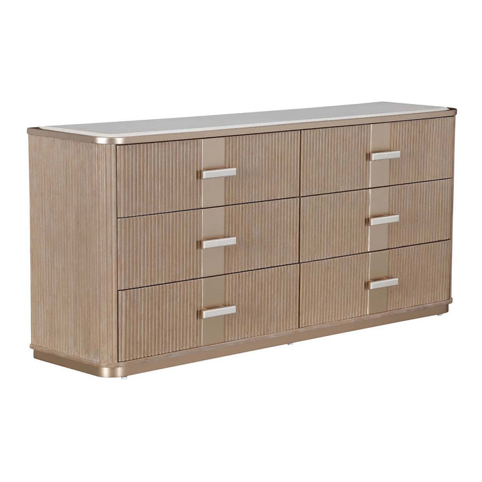 AICO Furniture - West Kensington 6 Piece King Bedroom Set in Sea Salt Caramel - 9096014EK3-040-147-6SET