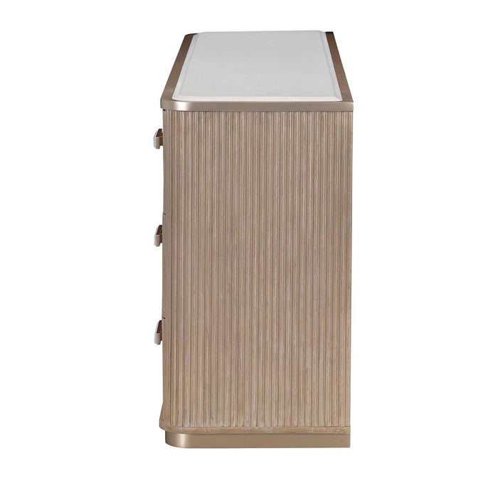 AICO Furniture - West Kensington 6 Piece King Bedroom Set in Sea Salt Caramel - 9096014EK3-040-147-6SET