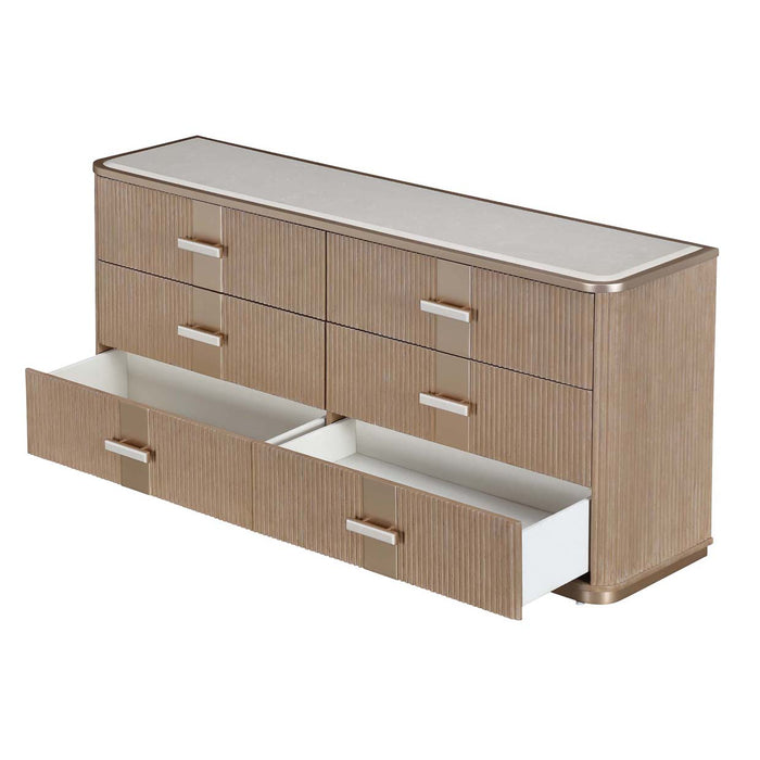 AICO Furniture - West Kensington 6 Piece King Bedroom Set in Sea Salt Caramel - 9096014EK3-040-147-6SET