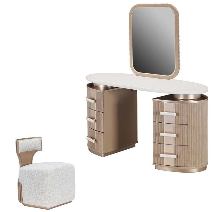 AICO Furniture - West Kensington 3 Piece Vanity Set in Sea Salt Caramel - 9096058VAN2-244-147 - GreatFurnitureDeal