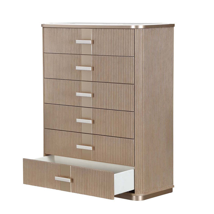 AICO Furniture - West Kensington 6 Piece King Bedroom Set in Sea Salt Caramel - 9096014EK3-040-147-6SET