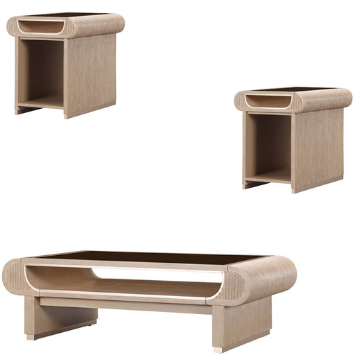 AICO Furniture - West Kensington 3 Piece Occasional Table Set in Sea Salt Caramel - 9096201-202-147 - GreatFurnitureDeal