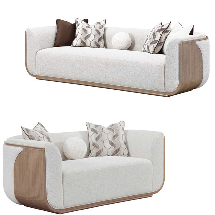 AICO Furniture - West Kensington 2 Piece Living Room Set in Sea Salt Caramel - 9096815-BUFF-147-2SET - GreatFurnitureDeal