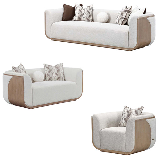 AICO Furniture - West Kensington 3 Piece Living Room Set in Sea Salt Caramel - 9096815-BUFF-147-3SET - GreatFurnitureDeal