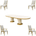 AICO Furniture - Scotts Square 5 Oval Dining Room Set in Light Champagne - 9097000-124-5SET - GreatFurnitureDeal