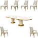 AICO Furniture - Scotts Square 7 Oval Dining Room Set in Light Champagne - 9097000-124-7SET - GreatFurnitureDeal