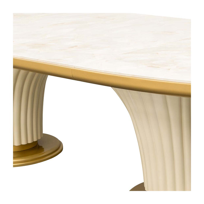 AICO Furniture - Scotts Square 9 Oval Dining Room Set in Light Champagne - 9097000-124-9SET - GreatFurnitureDeal