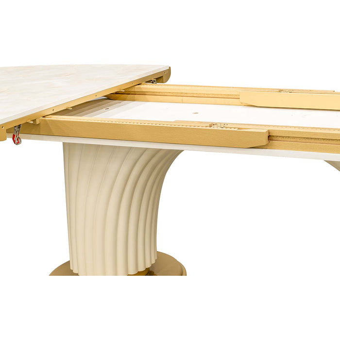 AICO Furniture - Scotts Square 9 Oval Dining Room Set in Light Champagne - 9097000-124-9SET - GreatFurnitureDeal