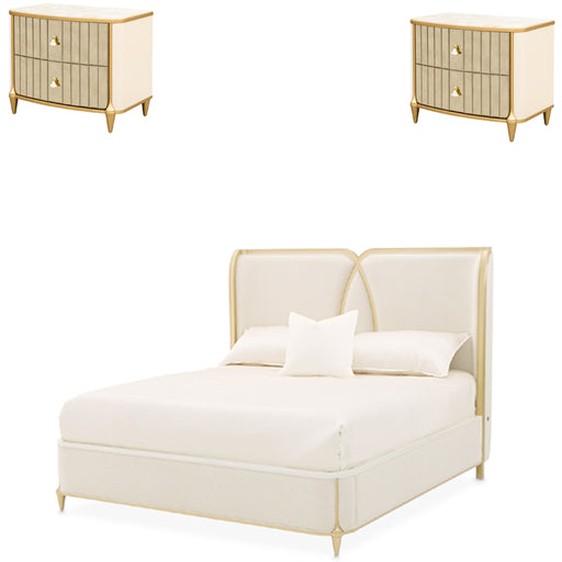 AICO Furniture - Scotts Square 3 Piece Queen Bedroom Set in Light Champagne - 9097000QN3-124-3SET - GreatFurnitureDeal