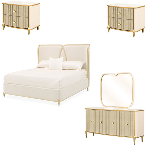 AICO Furniture - Scotts Square 5 Piece Queen Bedroom Set in Light Champagne - 9097000QN3-124-5SET - GreatFurnitureDeal