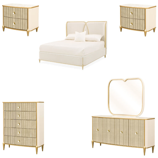 AICO Furniture - Scotts Square 6 Piece Queen Bedroom Set in Light Champagne - 9097000QN3-124-6SET - GreatFurnitureDeal