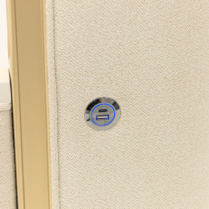 AICO Furniture - Scotts Square 5 Piece California King Bedroom Set in Light Champagne - 9097000CK3-124-5SET - GreatFurnitureDeal