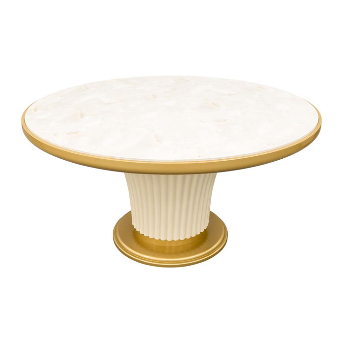 AICO Furniture - Scotts Square Round Dining Table in Light Champagne - 9097001-124 - GreatFurnitureDeal