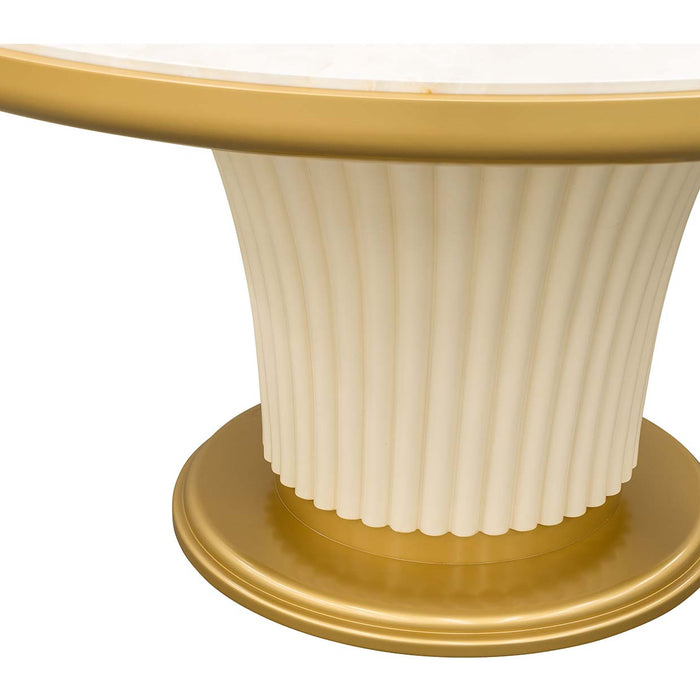 AICO Furniture - Scotts Square Round Dining Table in Light Champagne - 9097001-124 - GreatFurnitureDeal