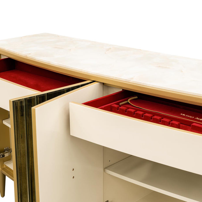 AICO Furniture - Scotts Square 7 Piece Round Dining Table Set in Light Champagne - 9097001-124-7SET