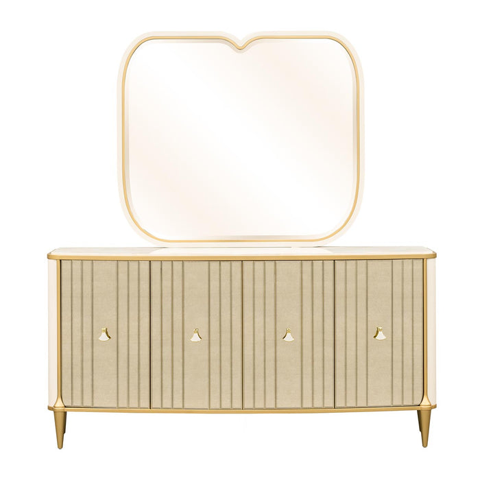 AICO Furniture - Scotts Square Dresser with Wall Mirror in Light Champagne - 9097050SA-60-124 - GreatFurnitureDeal