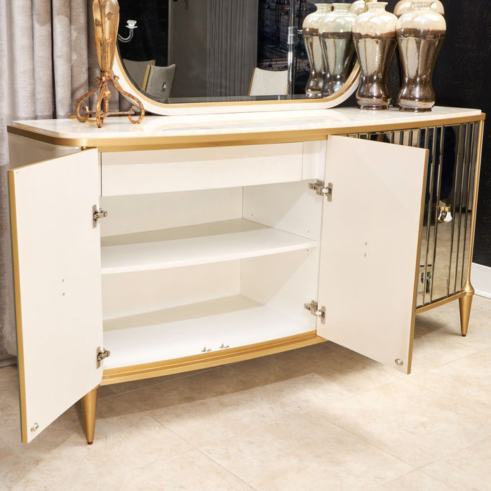 AICO Furniture - Scotts Square Sideboard with Wall Mirror in Light Champagne - 9097007-260-124 - GreatFurnitureDeal