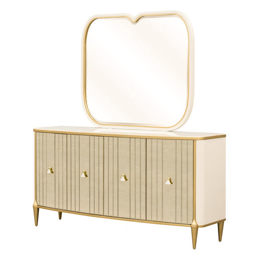 AICO Furniture - Scotts Square Dresser with Wall Mirror in Light Champagne - 9097050SA-60-124 - GreatFurnitureDeal