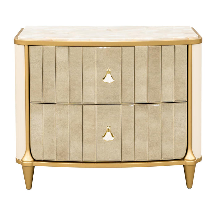 AICO Furniture - Scotts Square 3 Piece Queen Bedroom Set in Light Champagne - 9097000QN3-124-3SET - GreatFurnitureDeal