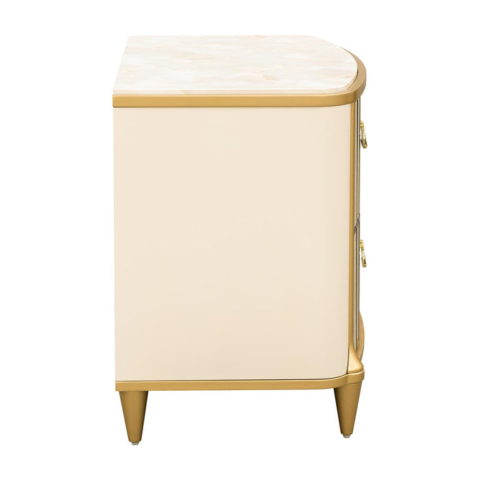 AICO Furniture - Scotts Square 3 Piece Queen Bedroom Set in Light Champagne - 9097000QN3-124-3SET - GreatFurnitureDeal