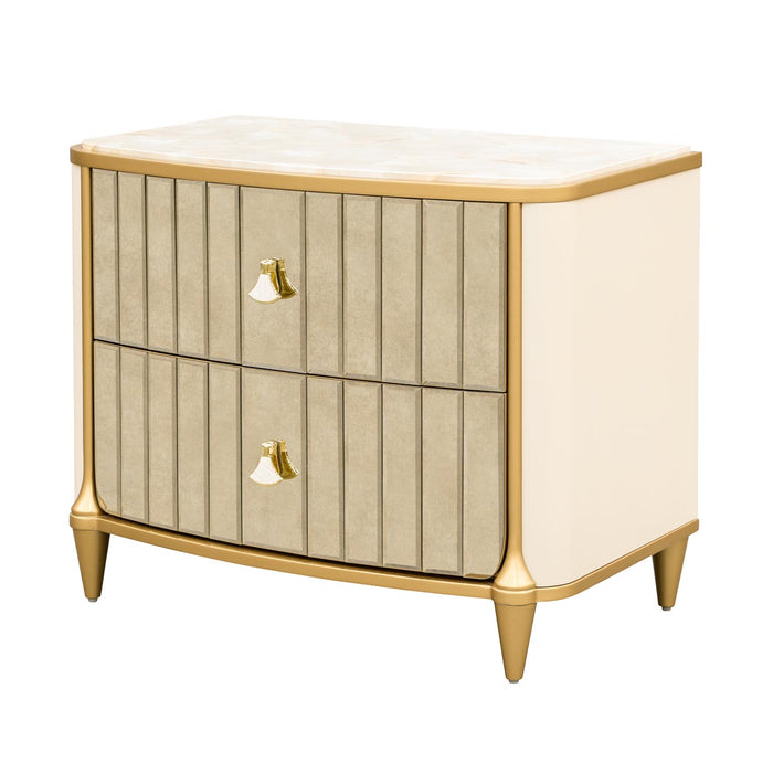 AICO Furniture - Scotts Square 3 Piece Queen Bedroom Set in Light Champagne - 9097000QN3-124-3SET - GreatFurnitureDeal