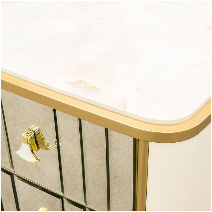 AICO Furniture - Scotts Square 6 Piece California King Bedroom Set in Light Champagne - 9097000CK3-124-6SET