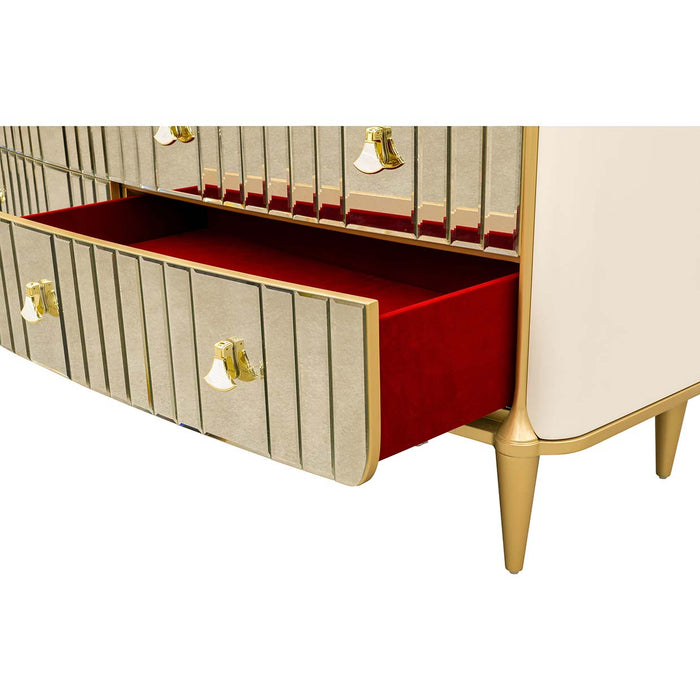 AICO Furniture - Scotts Square 5 Piece California King Bedroom Set in Light Champagne - 9097000CK3-124-5SET - GreatFurnitureDeal