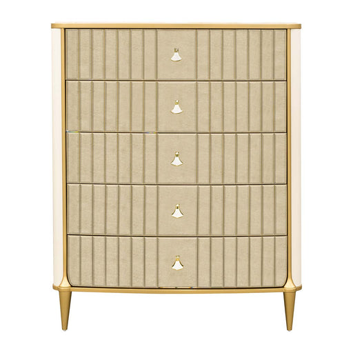 AICO Furniture - Scotts Square 5-Drawer Chest in Light Champagne - 9097070SA-124 - GreatFurnitureDeal