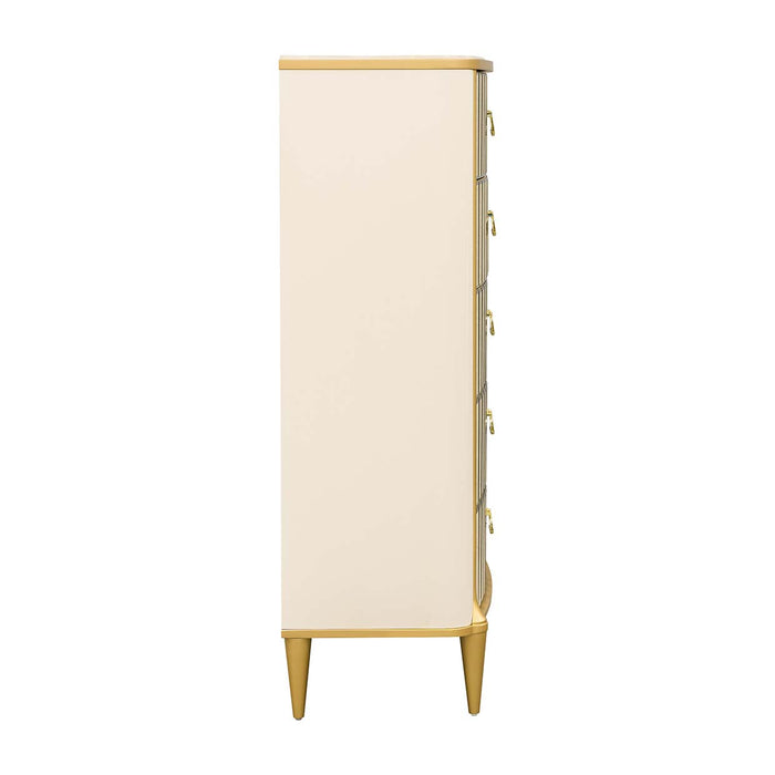 AICO Furniture - Scotts Square 5-Drawer Chest in Light Champagne - 9097070SA-124 - GreatFurnitureDeal